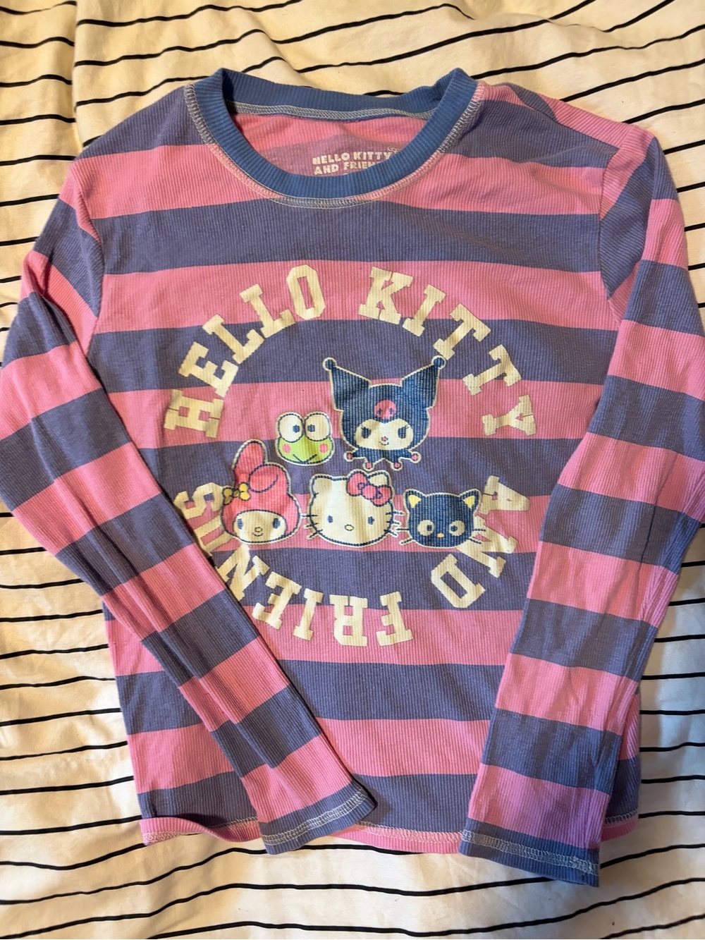 Hello Kitty Pink and Purple Striped Long-Sleeve Tee
